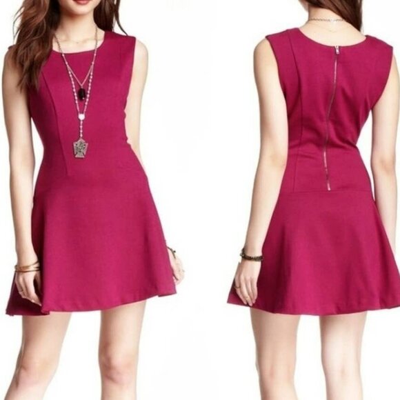 Free People Cha Cha Ponte Fit/Flare Dress - Magenta - M - Picture 1 of 10